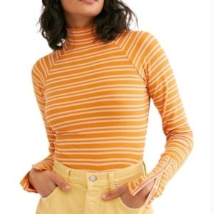 SOLD! Free People Sunday Afternoon Copper Striped Cutout Back Long Sleeve Top